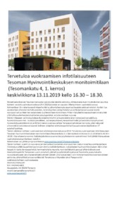 Vuokraamisen INFO-tilaisuus, Mäntyrinne Elinkaarikortteli @ Tresoman hyvinvoitikeskus | Tampere | Suomi