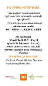 Hyvinvointiryhmän infotilaisuus, Into-tila @ Tesoman hyvinvointikeskus | Tampere | Suomi