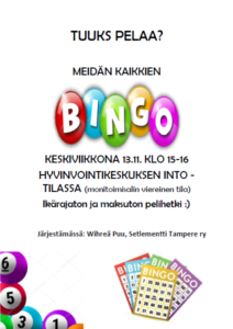 Meidän kaikkien bingo, Into-tilassa 1.krs @ Tesoman hyvinvointikeskus | Tampere | Suomi