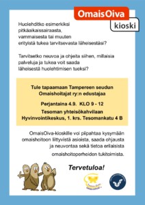 OmaisOiva-kioski , Omaishoitajille tukea ja tietoa @ Tesoman hyvinvointikeskus/ yhteisökahvila | Tampere | Suomi