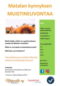 Muistineuvontaa, hyvinvointikeskus 1.krs, terveyskioski @ Tesoman hyvinvointikeskus | Tampere | Suomi