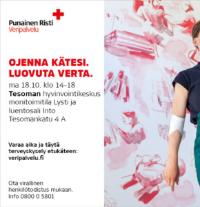 Verenluovutus, Hyvinvointikeskus 1.krs, Lysti-sali @ Tesoman hyvinvointikeskus | Tampere | Suomi