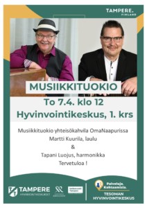 Musiikkituokio, Hyvinvointikeskus 1.krs @ Tesoman hyvinvointikeskus | Tampere | Suomi
