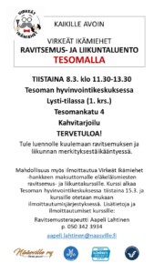 Ravitsemus- ja liikuntaluento, Virkeät ikämiehet, Lysti-tila, 1. krs @ Tesoman hyvinvointikeskus | Tampere | Suomi