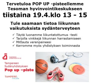 Sydänyhdistyksen pop up-piste, hyvinvointikeskus 1.krs @ Tesoman hyvinvointikeskus | Tampere | Suomi