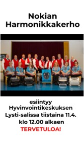 Nokian harmonikkakerho esiintyy Lysti-salissa 1.krs @ Tesoman hyvinvointikeskus | Tampere | Pirkanmaa | Suomi