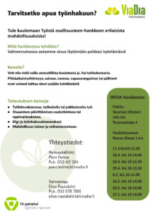 Työstä osallisuuteen - hankkeen työntekijä tavattavissa, Neuvo-tila 1.krs @ Tesoman hyvinvointikeskus | Tampere | Pirkanmaa | Suomi